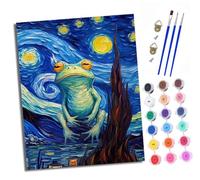 XXHXIE Paint by Numbers for Adults DIY Painting by Numbers Kits Moonlight Abstract Frogwith Acrylic Paints Pre Printed Canvas and Brushes Gift Wall Decor 16x20 inch with Frame