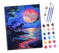 XXHXIE Paint by Numbers for Adults DIY Painting by Numbers Kits Moonlight Color Unicorn with Acrylic Paints Pre Printed Canvas and Brushes Gift Wall Decor 16x20 inch Without Frame