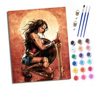 XXHXIE Paint by Numbers for Adults Painting by Number Kits On Canvas Beauty Warrior DIY Craft Art Painting Kit Acrylic Pigment Drawing Paintwork for Gift Home Wall Decor 40x50cm with Frame