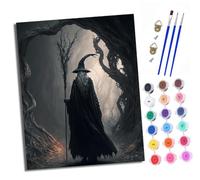 XXHXIE Paint by Numbers for Adults Painting by Number Kits On Canvas Black-Robed Wizard in The Forest DIY Craft Art Painting Kit Acrylic Pigment Drawing Paintwork for Gift Home Wall Decor 40x50cm