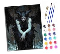XXHXIE Paint by Numbers for Adults Painting by Number Kits On Canvas Dark Girl with Goat Horns DIY Craft Art Painting Kit Acrylic Pigment Drawing Paintwork for Gift Home Wall Decor 40x50cm