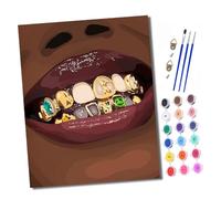 XXHXIE Paint by Numbers for Adults Painting by Number Kits On Canvas Diamond-Encrusted Teeth DIY Craft Art Painting Kit Acrylic Pigment Drawing Paintwork for Gift Home Wall Decor 16x20 inch/40x50cm