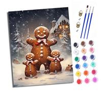 XXHXIE Paint by Numbers for Adults Painting by Number Kits On Canvas Happy Gingerbread Man DIY Craft Art Painting Kit Acrylic Pigment Drawing Paintwork for Gift Home Wall Decor 16x20 inch/40x50cm