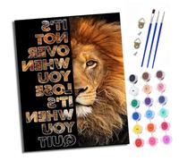 XXHXIE Paint by Numbers for Adults Painting by Number Kits On Canvas Lions and Inspirational Quotes DIY Craft Art Painting Kit Acrylic Pigment Drawing Paintwork for Gift Home Wall Decor 40x50cm