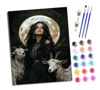 XXHXIE Paint by Numbers for Adults Painting by Number Kits On Canvas Moonlight Goat and Girl DIY Craft Art Painting Kit Acrylic Pigment Drawing Paintwork for Gift Home Wall Decor 40x50cm with Frame