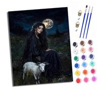 XXHXIE Paint by Numbers for Adults Painting by Number Kits On Canvas Moonlight Lamb and Girl DIY Craft Art Painting Kit Acrylic Pigment Drawing Paintwork for Gift Home Wall Decor 40x50cm with Frame