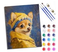 XXHXIE Paint by Numbers for Adults Painting by Number Kits On Canvas Moonlight Puppy Back DIY Craft Art Painting Kit Acrylic Pigment Drawing Paintwork for Gift Home Wall Decor 16x20 inch