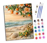 XXHXIE Paint by Numbers for Adults Painting by Number Kits On Canvas Orange Blossom Beach DIY Craft Art Painting Kit Acrylic Pigment Drawing Paintwork for Gift Home Wall Decor 16x20 inch/40x50cm