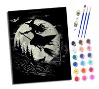 XXHXIE Paint by Numbers for Adults Painting by Number Kits On Canvas Witch Flight DIY Craft Art Painting Kit Acrylic Pigment Drawing Paintwork for Gift Home Wall Decor 40x50cm with Frame
