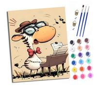 XXHXIE Paint by Numbers for Adults Painting by Number Kits On Canvas Zebra Playing The Piano DIY Craft Art Painting Kit Acrylic Pigment Drawing Paintwork for Gift Home Wall Decor 40x50cm