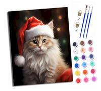 XXHXIE Paint by Numbers for Adults Painting Kit for Adults Craft Art Painting Kit Acrylic Pigment Drawing Cat in Santa hat Paintwork for Gift Home Wall Decor 16x20 inch (Without Frame)