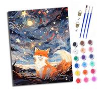 XXHXIE Paint by Numbers for Adults Painting Kit for Adults Craft Art Painting Kit Acrylic Pigment Drawing Cute Fox in The Starry Sky Paintwork for Gift Home Wall Decor 16x20 inch (with Frame)