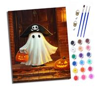 XXHXIE Paint by Numbers for Adults Painting Kit for Adults Craft Art Painting Kit Acrylic Pigment Drawing Pirate Ghost Asking for Candy Paintwork for Gift Home Wall Decor 16x20 inch (with Frame)