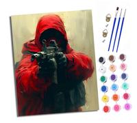 XXHXIE Paint by Numbers for Adults Painting Kit for Adults Craft Art Painting Kit Acrylic Pigment Drawing Red Clothes Sniper Paintwork for Gift Home Wall Decor 16x20 inch (Without Frame)