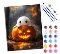 XXHXIE Paint by Numbers for Adults Painting Kit for Adults Craft Art Painting Kit Acrylic Pigment Drawing Little Ghost on The Pumpkin Paintwork for Gift Home Wall Decor 16x20 inch (Without Frame)