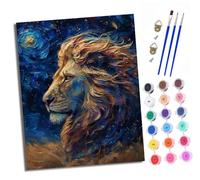 XXHXIE Paint by Numbers for Adults Painting Kit for Adults Craft Art Painting Kit Acrylic Pigment Drawing Moonlight Lion Paintwork for Gift Home Wall Decor 16x20 inch (with Frame)