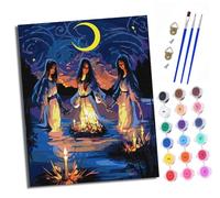 XXHXIE Paint by Numbers for Adults Painting Kit for Adults Craft Art Painting Kit Acrylic Pigment Drawing Moonlight Girl Paintwork for Gift Home Wall Decor 16x20 inch (with Frame)