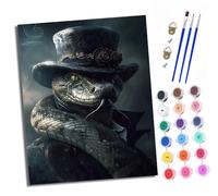XXHXIE Paint by Numbers for Adults Painting Kit for Adults Craft Art Painting Kit Acrylic Pigment Drawing Mr. Snake in a Hat Paintwork for Gift Home Wall Decor 16x20 inch (Without Frame)