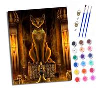 XXHXIE Paint by Numbers for Adults Painting Kit for Adults Craft Art Painting Kit Acrylic Pigment Drawing Ancient Egyptian cat Statue Paintwork for Gift Home Wall Decor 16x20 inch (Without Frame)