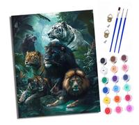 XXHXIE Paint by Numbers for Adults Painting Kit for Adults Craft Art Painting Kit Acrylic Pigment Drawing King of The Jungle Paintwork for Gift Home Wall Decor 16x20 inch (Without Frame)