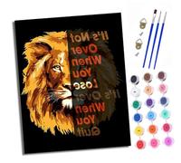 XXHXIE Paint by Numbers for Adults Painting Kit for Adults Craft Art Painting Kit Acrylic Pigment Drawing Lion Motivational Slogan Paintwork for Gift Home Wall Decor 16x20 inch (Without Frame)