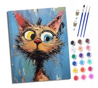 XXHXIE Paint by Numbers Kits for Adults On Clear Symbols Colored Canvas Funny cat Portraits Easy DIY Acrylic Pigment Drawing Paintwork for Home Wall Decor 16x20in Frameless
