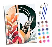 XXHXIE Paint by Numbers Kits for Adults On Clear Symbols Colored Canvas Geometric Leaf Decorative Painting Easy DIY Acrylic Pigment Drawing Paintwork for Home Wall Decor 16x20in Frameless