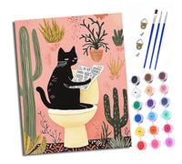 XXHXIE Paint by Numbers Kits for Adults Painting Kits for Beginners On Clear Symbols Colored Canvas Cat's Cozy time Easy DIY Paintwork for Home Wall Decor 16x20in Frameless