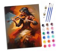 XXHXIE Paint by Numbers Kits for Adults Painting Kits for Beginners On Clear Symbols Colored Canvas Woman Playing The Violin Easy DIY Paintwork for Home Wall Decor 16x20in Frameless