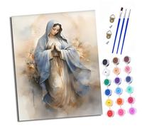 XXHXIE Paint by Numbers Kits for Adults Painting Kits for Beginners On Clear Symbols Colored Canvas Image of The Virgin Mary Praying Acrylic Pigment Drawing Paintwork for Home Wall Decor with Frame