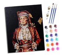 XXHXIE Paint by Numbers Kits for Adults Painting Kits for Beginners On Clear Symbols Colored Canvas Portraits in National Costumes Easy DIY Paintwork for Home Wall Decor 16x20in Frameless