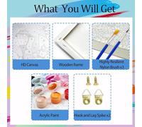 XXHXIE Paint by Numbers Kits for Adults Painting Kits for Beginners On Clear Symbols Colored Canvas Little Ghost in The Flowers Easy Acrylic Pigment Drawing Paintwork for Home Wall Decor with Frame
