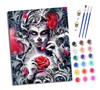 XXHXIE Paint by Numbers Kits for Adults Painting Kits for Beginners On Clear Symbols Colored Canvas Rose Harley Quinn Easy DIY Paintwork for Home Wall Decor 16x20in Frameless