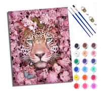 XXHXIE Paint by Numbers Kits for Adults Painting Kits for Beginners On Clear Symbols Colored Canvas Cute Capybara Among Flowers Acrylic Pigment Drawing Paintwork for Home Wall Decor Frameless