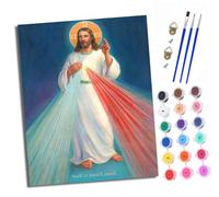 XXHXIE Paint by Numbers Kits for Adults Painting Kits for Beginners On Clear Symbols Colored Canvas Shining Jesus Easy DIY Paintwork for Home Wall Decor 16x20in Frameless