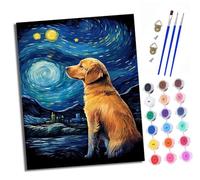 XXHXIE Paint by Numbers Paint by Numbers for Adults Beginners 40 x 50 cm Abstract Moonlight Golden Retriever Adults Paint by Numbers with Paint Brushes DIY Painting for Home Decoration Without Frame