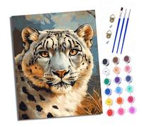 XXHXIE Paint by Numbers Paint by Numbers for Adults Beginners 40 x 50 cm Alpine Snow Leopard Adults Paint by Numbers with Paint Brushes DIY Painting for Home Decoration with Frame