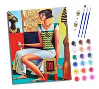 XXHXIE Paint by Numbers Paint by Numbers for Adults Beginners 40 x 50 cm Ancient Egyptian Style Figures Adults Paint by Numbers with Paint Brushes DIY Painting for Home Decoration Without Frame