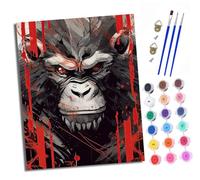 XXHXIE Paint by Numbers Paint by Numbers for Adults Beginners 40 x 50 cm Angry Gorilla Adults Paint by Numbers with Paint Brushes DIY Painting for Home Decoration with Frame