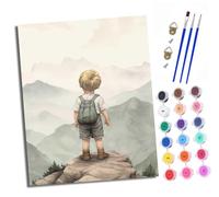 XXHXIE Paint by Numbers Paint by Numbers for Adults Beginners 40 x 50 cm Boy on The Hill Adults Paint by Numbers with Paint Brushes DIY Painting for Home Decoration Without Frame