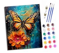 XXHXIE Paint by Numbers Paint by Numbers for Adults Beginners 40 x 50 cm Butterfly and Orange Blossom Adults Paint by Numbers with Paint Brushes DIY Painting for Home Decoration Without Frame