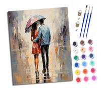 XXHXIE Paint by Numbers Paint by Numbers for Adults Beginners 40 x 50 cm Couple Holding Umbrella in The rain Adults Paint by Numbers with Paint Brushes DIY Painting for Home Decoration Without Frame