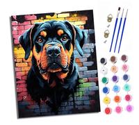 XXHXIE Paint by Numbers Paint by Numbers for Adults Beginners 40 x 50 cm Dog Head on The Wall Adults Paint by Numbers with Paint Brushes DIY Painting for Home Decoration with Frame