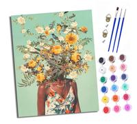 XXHXIE Paint by Numbers Paint by Numbers for Adults Beginners 40 x 50 cm Floral Women's Dress Adults Paint by Numbers with Paint Brushes DIY Painting for Home Decoration Without Frame