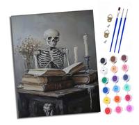 XXHXIE Paint by Numbers Paint by Numbers for Adults Beginners 40 x 50 cm Ghost Reading a Book Adults Paint by Numbers with Paint Brushes DIY Painting for Home Decoration Without Frame