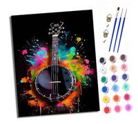 XXHXIE Paint by Numbers Paint by Numbers for Adults Beginners 40 x 50 cm Inkjet Style Banjo Adults Paint by Numbers with Paint Brushes DIY Painting for Home Decoration Without Frame