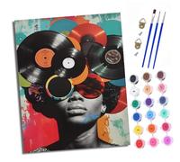 XXHXIE Paint by Numbers Paint by Numbers for Adults Beginners 40 x 50 cm Music Record Boy Adults Paint by Numbers with Paint Brushes DIY Painting for Home Decoration Without Frame