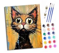 XXHXIE Paint by Numbers Paint by Numbers for Adults Beginners 40 x 50 cm Portrait of a cat with Big Eyes Adults Paint by Numbers with Paint Brushes DIY Painting for Home Decoration Without Frame