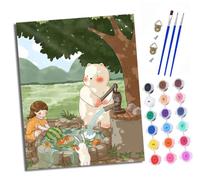 XXHXIE Paint by Numbers Paint by Numbers for Adults Beginners 40 x 50 cm Rabbit Bear Watermelon Adults Paint by Numbers with Paint Brushes DIY Painting for Home Decoration Without Frame