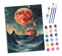 XXHXIE Paint by Numbers Paint by Numbers for Adults Beginners 40 x 50 cm Red Planet in The Night Sky Adults Paint by Numbers with Paint Brushes DIY Painting for Home Decoration with Frame
